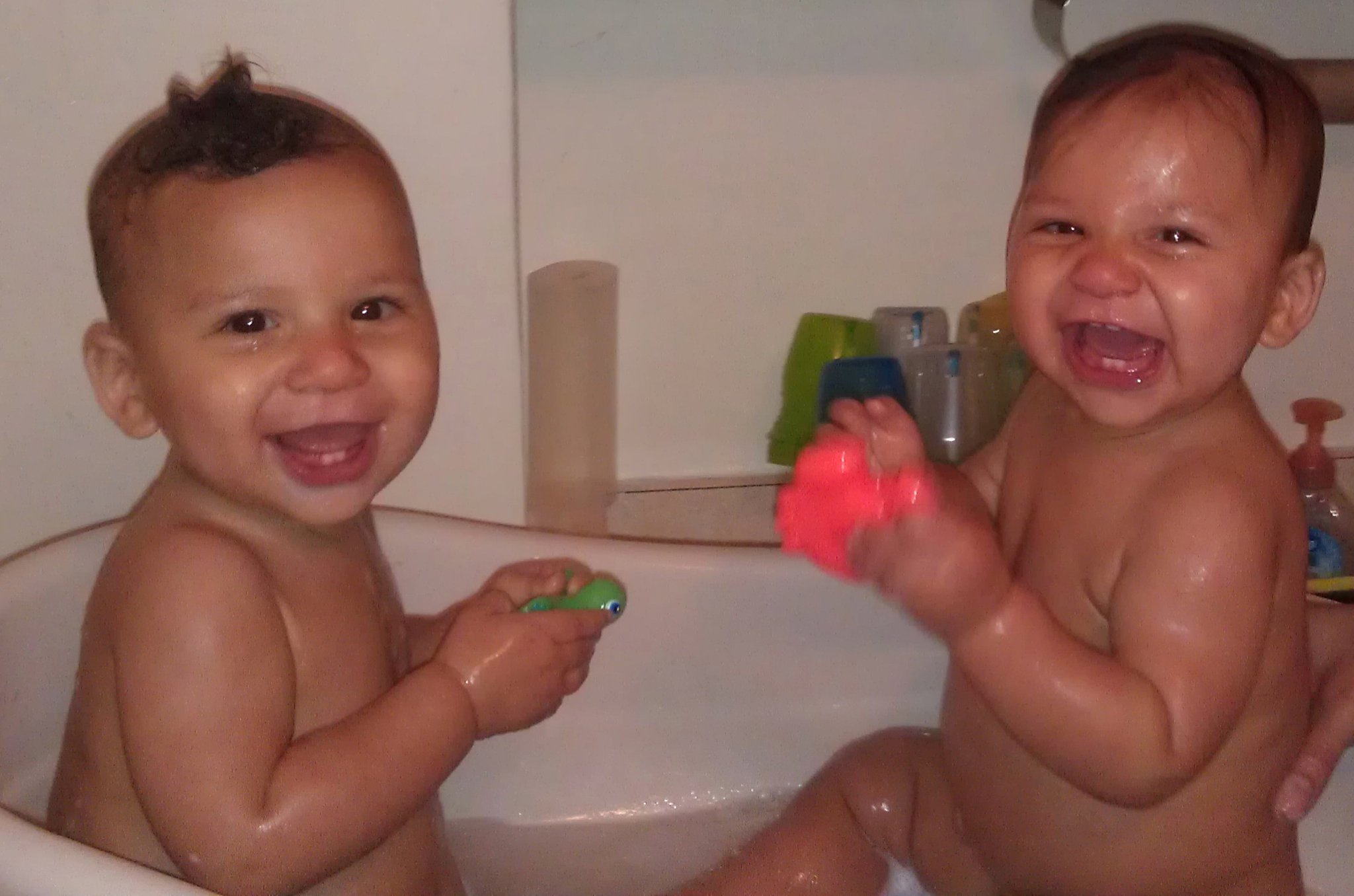 Bath time laughter