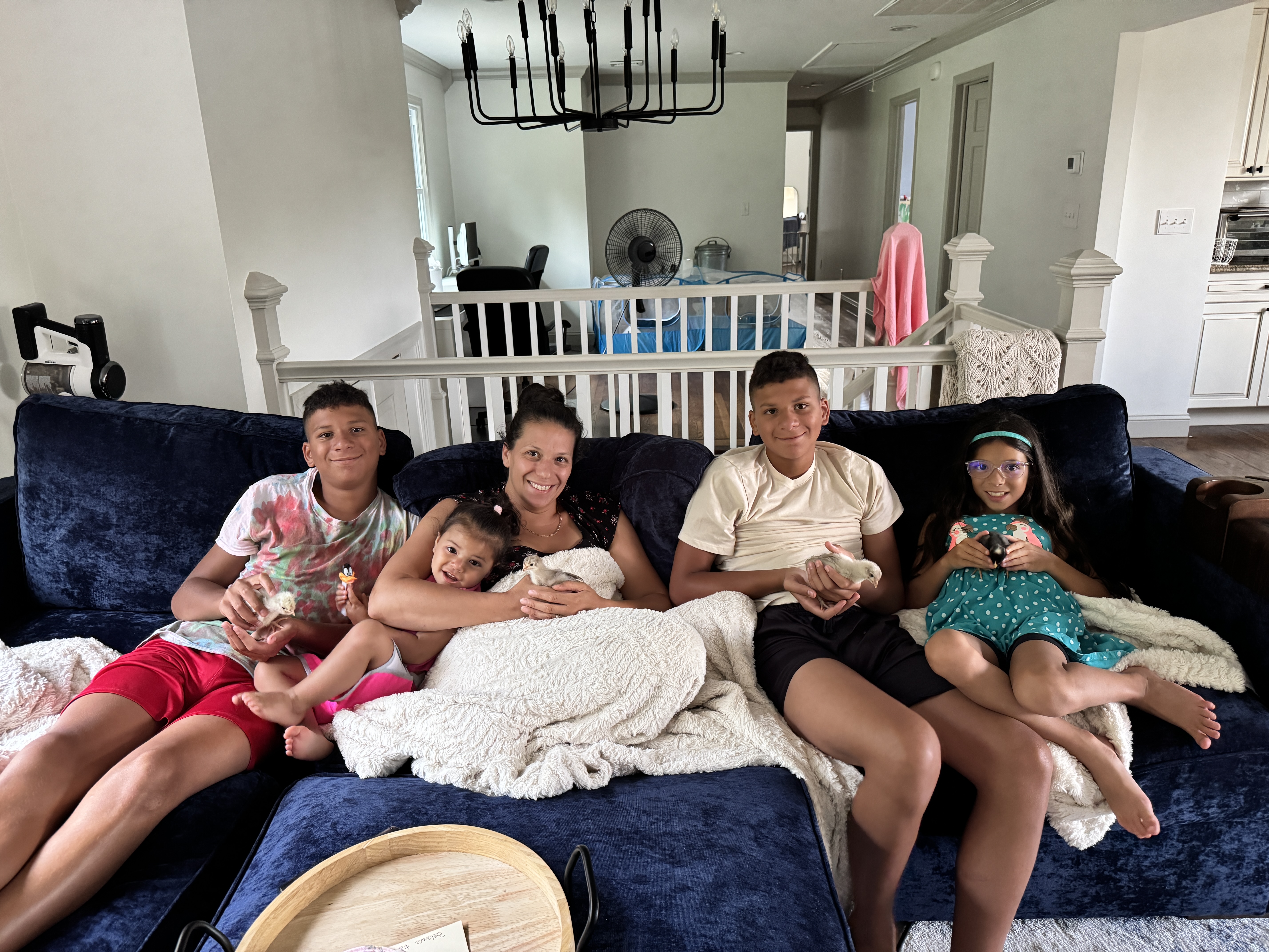 Family couch with the kids
